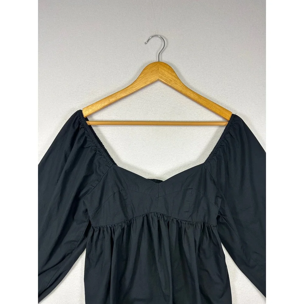 Dark Romantic Banana Republic Womens XS Petite Black Puff‎ Sleeve Peplum Blouse